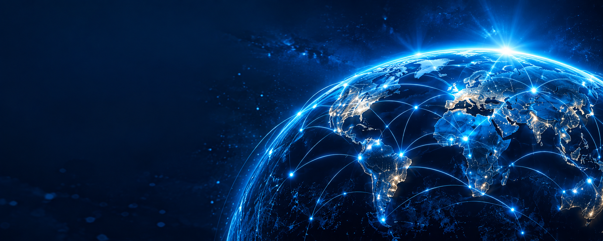 Connected globe viewed from space